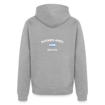 Buenos Aires Vintage Argentine drapeau - Veste à capuche bio Premium Unisexe - gris chiné - Dos - Nico (187cm)