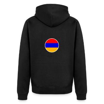 Armenien Armenische Flagge Armenier - Unisex Premium Bio Zip Hoodie - Schwarz - Hinten - Nico (187cm)
