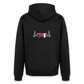 Angola France Heartbeat Flag Angolan - Unisex Premium Organic Zip Hoodie - black - Back - Nico (187cm)