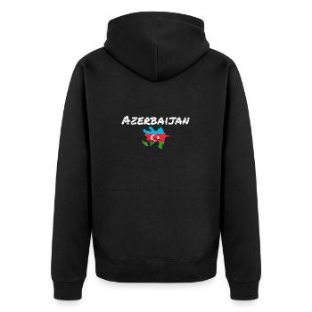 Azerbaijan Vintage Map Azerbaijan Flag - Unisex Premium Organic Zip Hoodie - black - Back - Nico (187cm)