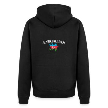 Azerbaijan Vintage Map Azerbaijan Flag - Unisex Premium Organic Zip Hoodie - black - Back - Nico (187cm)