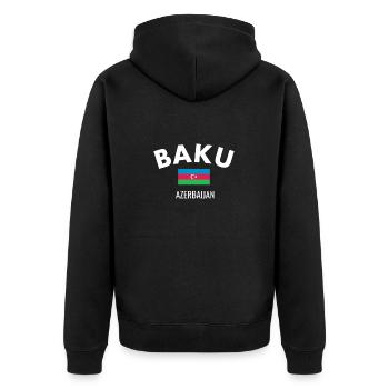 Baku Azerbaijan Azerbaijan Flag - Unisex Premium Organic Zip Hoodie - black - Back - Nico (187cm)
