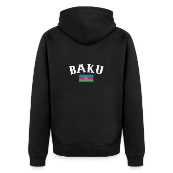 Baku Azerbaijan Azerbaijan Flag - Unisex Premium Organic Zip Hoodie - black - Back - Nico (187cm)
