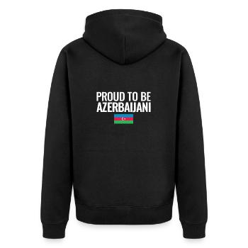 Proud To Be Azerbaijani Aserbaidschan Flagge - Unisex Premium Bio Zip Hoodie - Schwarz - Hinten - Nico (187cm)