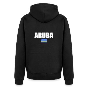 Aruba Arubanische Flagge Arubaner - Unisex Premium Bio Zip Hoodie - Schwarz - Hinten - Nico (187cm)
