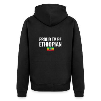 Proud To Be Ethiopian Vintage Ethiopian Flag - Unisex Premium Organic Zip Hoodie - black - Back - Nico (187cm)