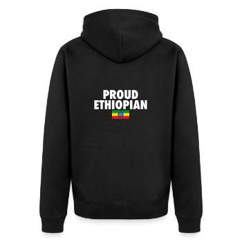 Proud Ethiopian Flag - Unisex Premium Organic Zip Hoodie - black - Back - Nico (187cm)