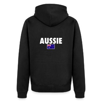 Aussie Australia Australian Flag Australian - Unisex Premium Organic Zip Hoodie - black - Back - Nico (187cm)