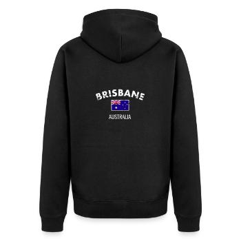 Brisbane Australia Vintage Australische Flagge - Unisex Premium Bio Zip Hoodie - Schwarz - Hinten - Nico (187cm)
