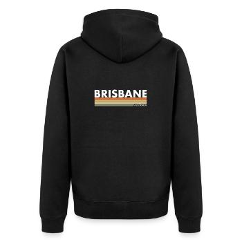 Brisbane Australia Retro Australien Australische - Unisex Premium Bio Zip Hoodie - Schwarz - Hinten - Nico (187cm)