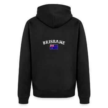 Brisbane Australien Vintage Australische Flagge - Unisex Premium Bio Zip Hoodie - Schwarz - Hinten - Nico (187cm)