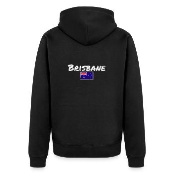 Brisbane Australien Vintage Australische Flagge - Unisex Premium Bio Zip Hoodie - Schwarz - Hinten - Nico (187cm)