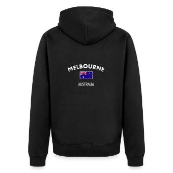 Melbourne Australie Australie Vintage drapeau - Veste à capuche bio Premium Unisexe - noir - Dos - Nico (187cm)