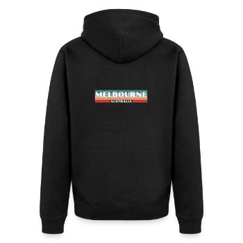 Melbourne Australie Rétro Australie Australienne - Veste à capuche bio Premium Unisexe - noir - Dos - Nico (187cm)