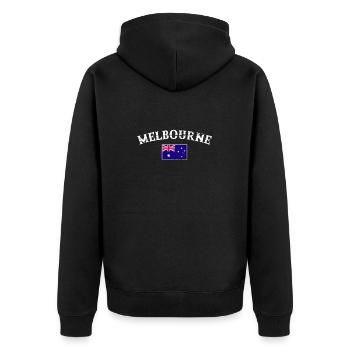 Melbourne Australie Australie Vintage drapeau - Veste à capuche bio Premium Unisexe - noir - Dos - Nico (187cm)