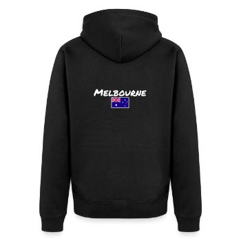 Melbourne Australia Australien Australische Flagge - Unisex Premium Bio Zip Hoodie - Schwarz - Hinten - Nico (187cm)