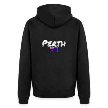 Perth Australien Vintage Australische Flagge - Unisex Premium Bio Zip Hoodie - Schwarz - Hinten - Nico (187cm)