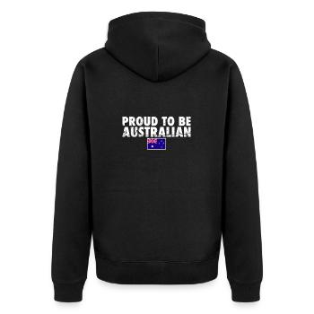 Proud To Be Australian Vintage Australian Flag - Unisex Premium Organic Zip Hoodie - black - Back - Nico (187cm)