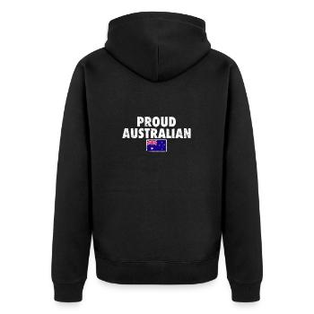 Proud Australian Australia Vintage Flag - Unisex Premium Organic Zip Hoodie - black - Back - Nico (187cm)