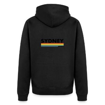 Sydney Australia Retro Australien Australische - Unisex Premium Bio Zip Hoodie - Schwarz - Hinten - Nico (187cm)