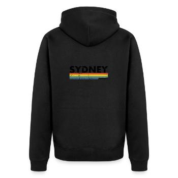 Sydney Australia Retro Australien Vintage - Unisex Premium Organic Zip Hoodie - black - Back - Nico (187cm)