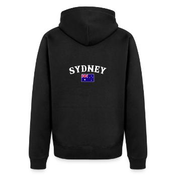 Sydney Australia Australien Australische Flagge - Unisex Premium Bio Zip Hoodie - Schwarz - Hinten - Nico (187cm)
