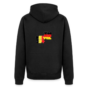 Belgien Deutschland Flagge Deutsch Belgier - Unisex Premium Bio Zip Hoodie - Schwarz - Hinten - Nico (187cm)