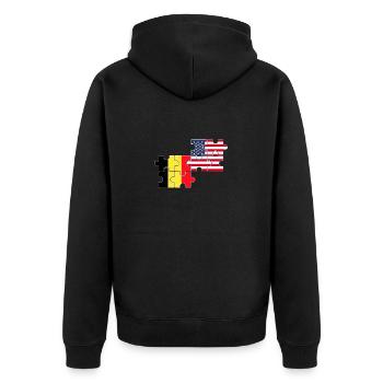 Belgien USA Flagge Belgier Amerikaner - Unisex Premium Bio Zip Hoodie - Schwarz - Hinten - Nico (187cm)
