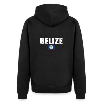 Belize Vintage Belizische Flagge Belizer - Unisex Premium Bio Zip Hoodie - Schwarz - Hinten - Nico (187cm)