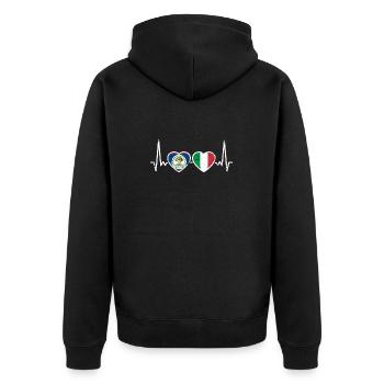 Belize Italy Vintage Heartbeat Flag Belizer - Unisex Premium Organic Zip Hoodie - black - Back - Nico (187cm)