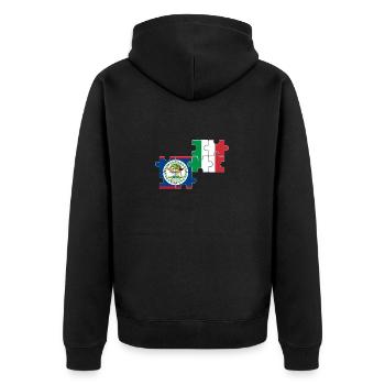 Belize Italien Flagge Belizer - Unisex Premium Bio Zip Hoodie - Schwarz - Hinten - Nico (187cm)