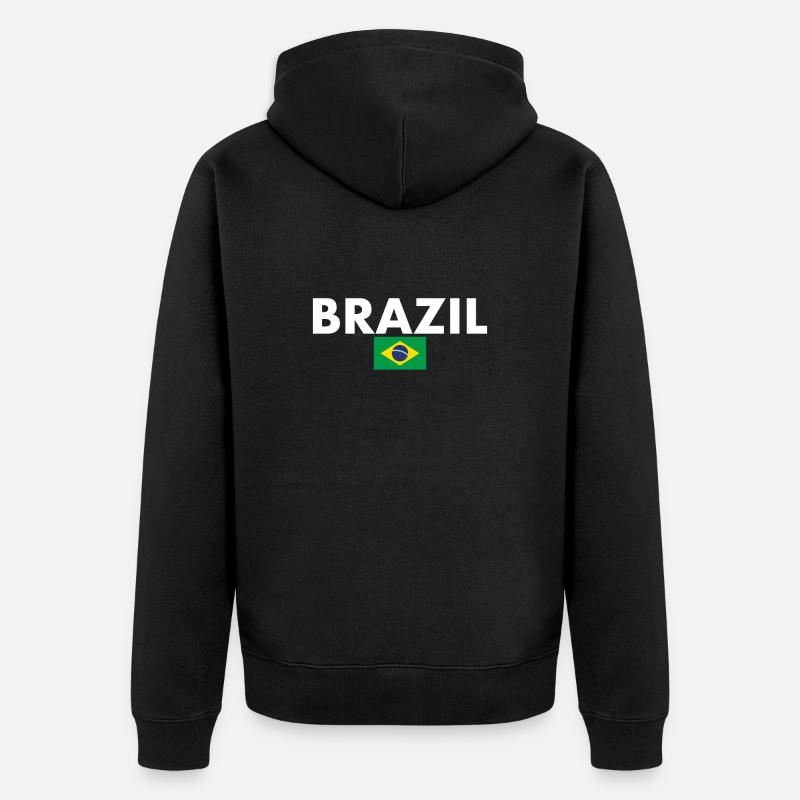 Brésil Brésil Drapeau brésilien - Veste à capuche bio Premium Unisexe - noir