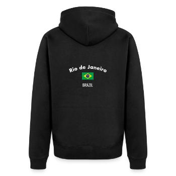 Rio de Janeiro Brésil Brésil Drapeau - Veste à capuche bio Premium Unisexe - noir - Dos - Nico (187cm)