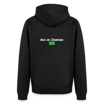 Rio de Janeiro Brésil Brésil Drapeau - Veste à capuche bio Premium Unisexe - noir - Dos - Nico (187cm)