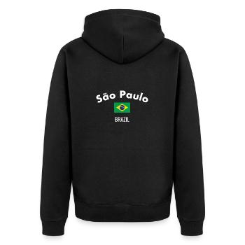 São Paulo Brésil Brésil Drapeau brésilien - Veste à capuche bio Premium Unisexe - noir - Dos - Nico (187cm)