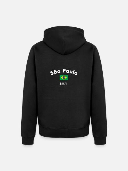 São Paulo Brésil Brésil Drapeau brésilien - Veste à capuche bio Premium Unisexe - noir