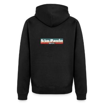 São Paulo Brazil Vintage Brasilien Retro - Unisex Premium Organic Zip Hoodie - black - Back - Nico (187cm)