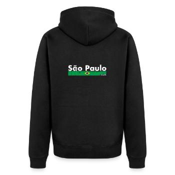 São Paulo Brésil Vintage Drapeau brésilien - Veste à capuche bio Premium Unisexe - noir - Dos - Nico (187cm)