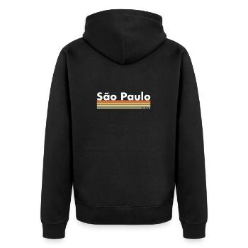São Paulo, Brésil, Brésil, Rétro, Brésilien - Veste à capuche bio Premium Unisexe - noir - Dos - Nico (187cm)
