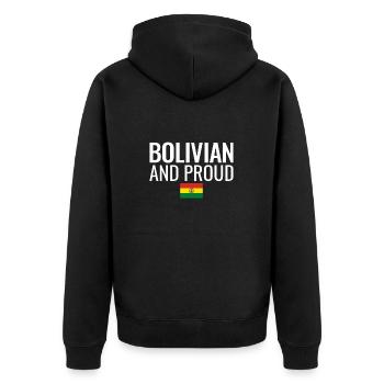 Bolivian And Proud Bolivien Flagge Bolivianer - Unisex Premium Bio Zip Hoodie - Schwarz - Hinten - Nico (187cm)