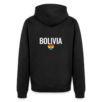 Bolivia Bolivien Bolivianische Flagge Bolivianer - Unisex Premium Bio Zip Hoodie - Schwarz - Hinten - Nico (187cm)