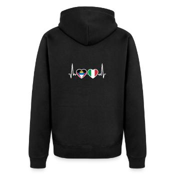 Antigua and Barbuda Italy Heartbeat Flag - Unisex Premium Organic Zip Hoodie - black - Back - Nico (187cm)