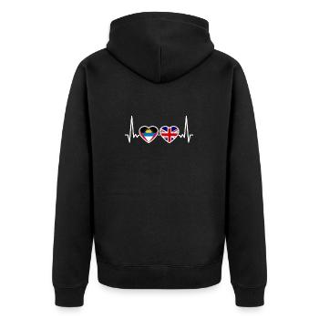 Antigua Und Barbuda Uk Herzschlag Flagge - Unisex Premium Bio Zip Hoodie - Schwarz - Hinten - Nico (187cm)