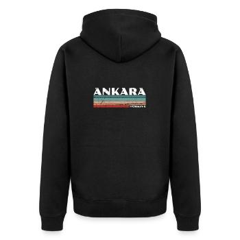 Ankara Turquie Turquie Vintage Turquie Turc - Veste à capuche bio Premium Unisexe - noir - Dos - Nico (187cm)