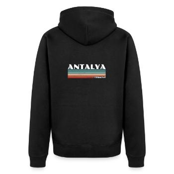 Antalya Turquie Turquie Rétro Turquie Turc - Veste à capuche bio Premium Unisexe - noir - Dos - Nico (187cm)