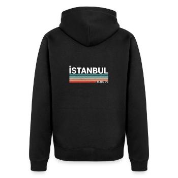 Istanbul Turkey Retro Turkey Turkish Turk - Unisex Premium Organic Zip Hoodie - black - Back - Nico (187cm)