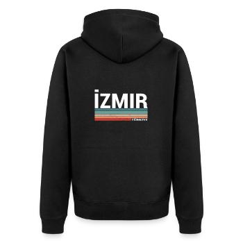 Izmir Türkiye Turkey Retro Türkei Türkische Türke - Unisex Premium Bio Zip Hoodie - Schwarz - Hinten - Nico (187cm)