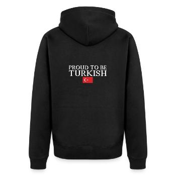 Proud To Be Turkish Turkey Turkish Flag Turk - Unisex Premium Organic Zip Hoodie - black - Back - Nico (187cm)