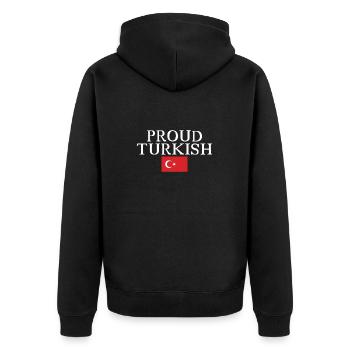 Proud Turkish Turkey Turkish Flag Turk - Unisex Premium Organic Zip Hoodie - black - Back - Nico (187cm)