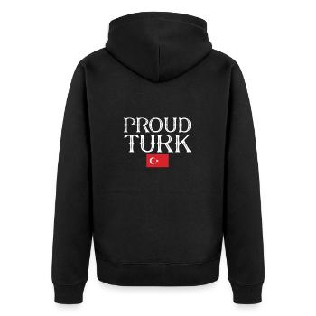 Proud Turk Türkei Türkische Flagge Türke - Unisex Premium Bio Zip Hoodie - Schwarz - Hinten - Nico (187cm)